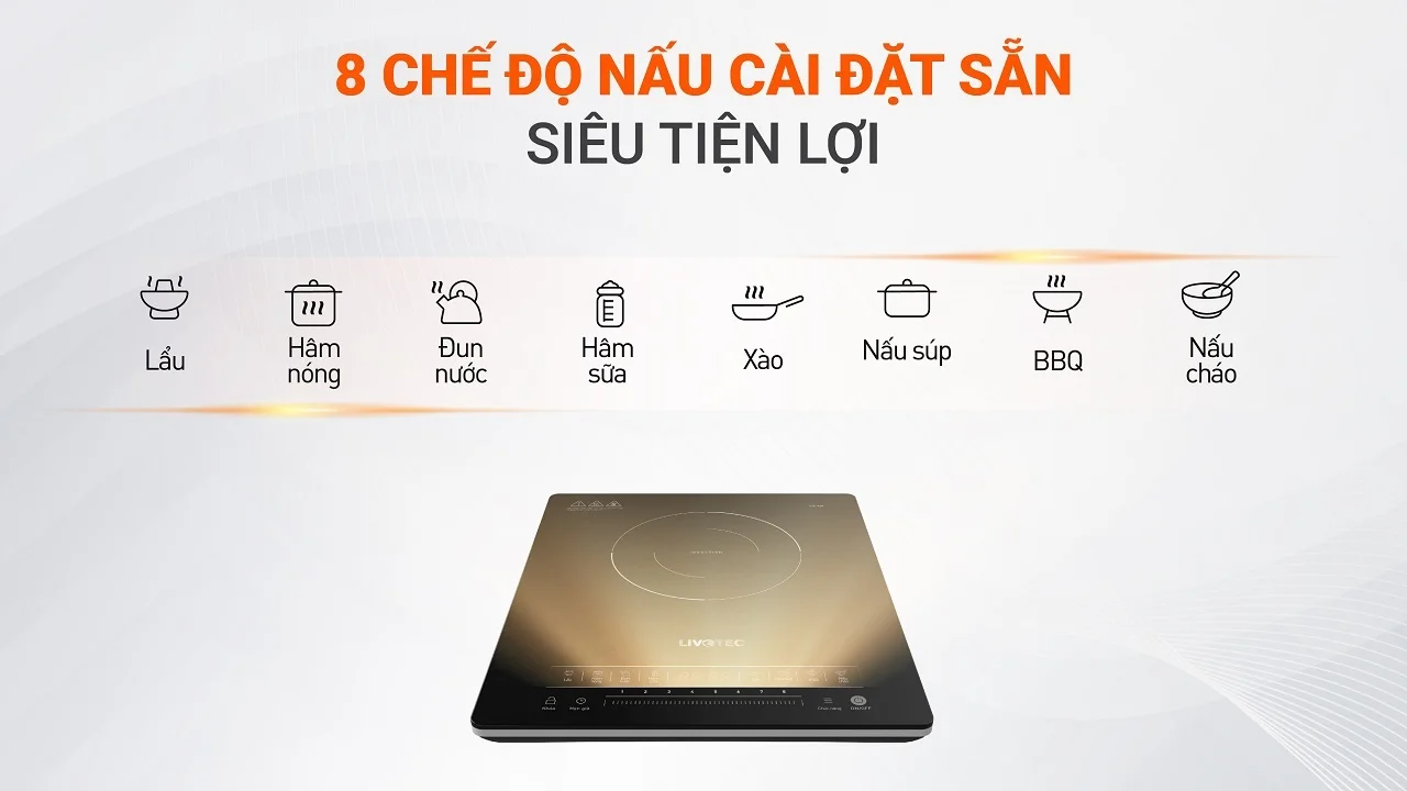 8 chế độ nấu cài đặt sẵn
