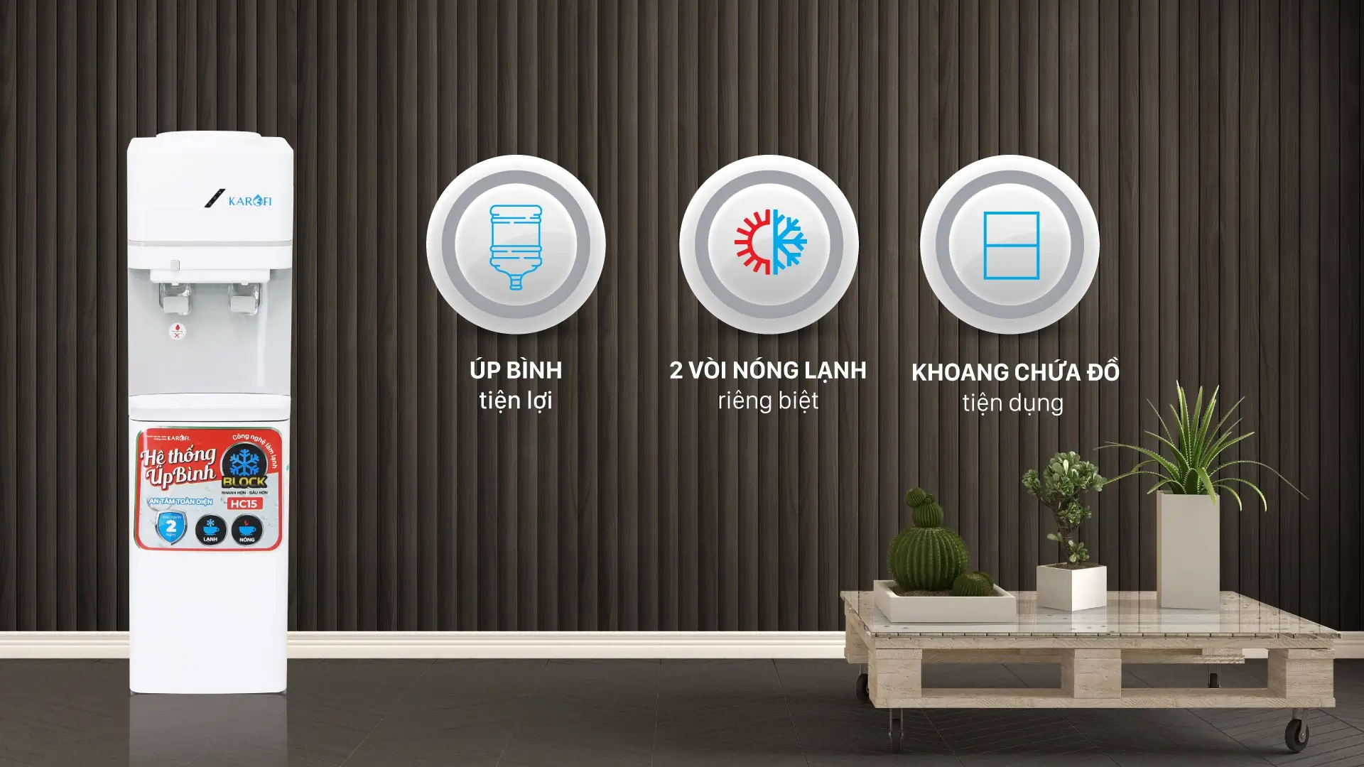 Cây nước nóng lạnh Karofi úp bình HC15