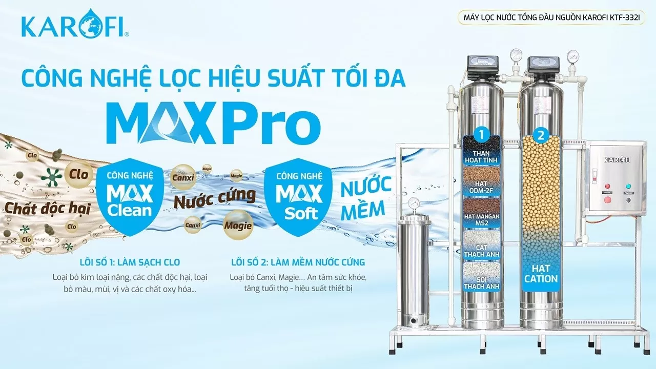 Hệ cột lọc MAX PRO 2 tầng &ndash; Lọc sạch v&agrave; l&agrave;m mềm hiệu quả