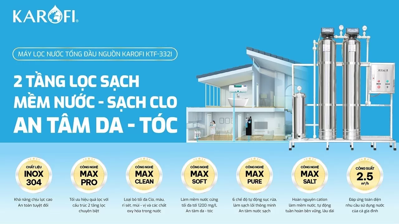 M&aacute;y lọc nước tổng đầu nguồn Karofi KTF-332I