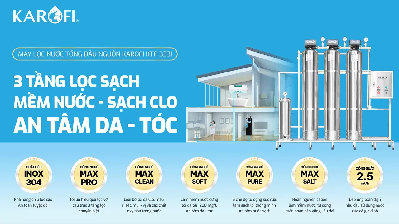 M&aacute;y lọc nước tổng đầu nguồn Karofi KTF-333I