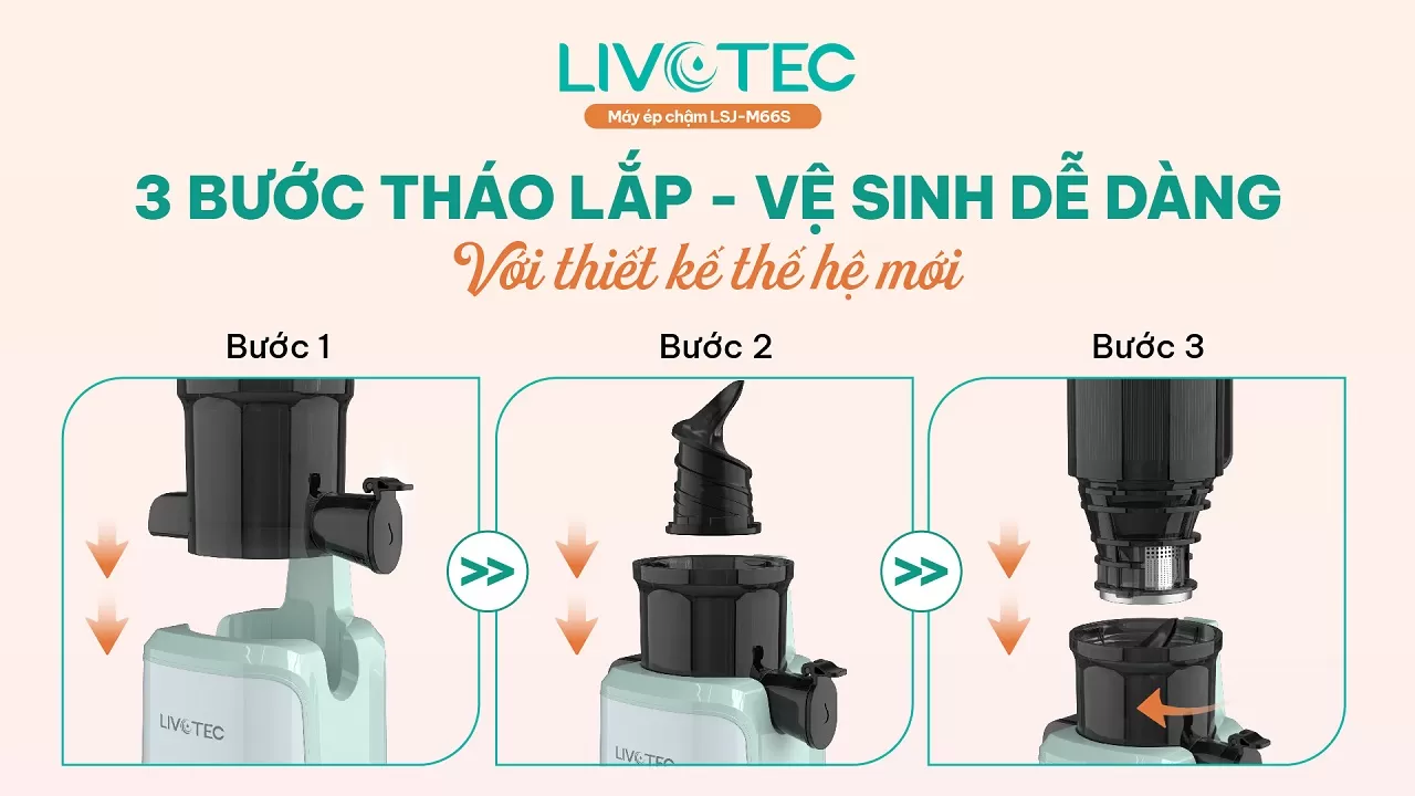 3 bước tháo lắp – Vệ sinh dễ dàng