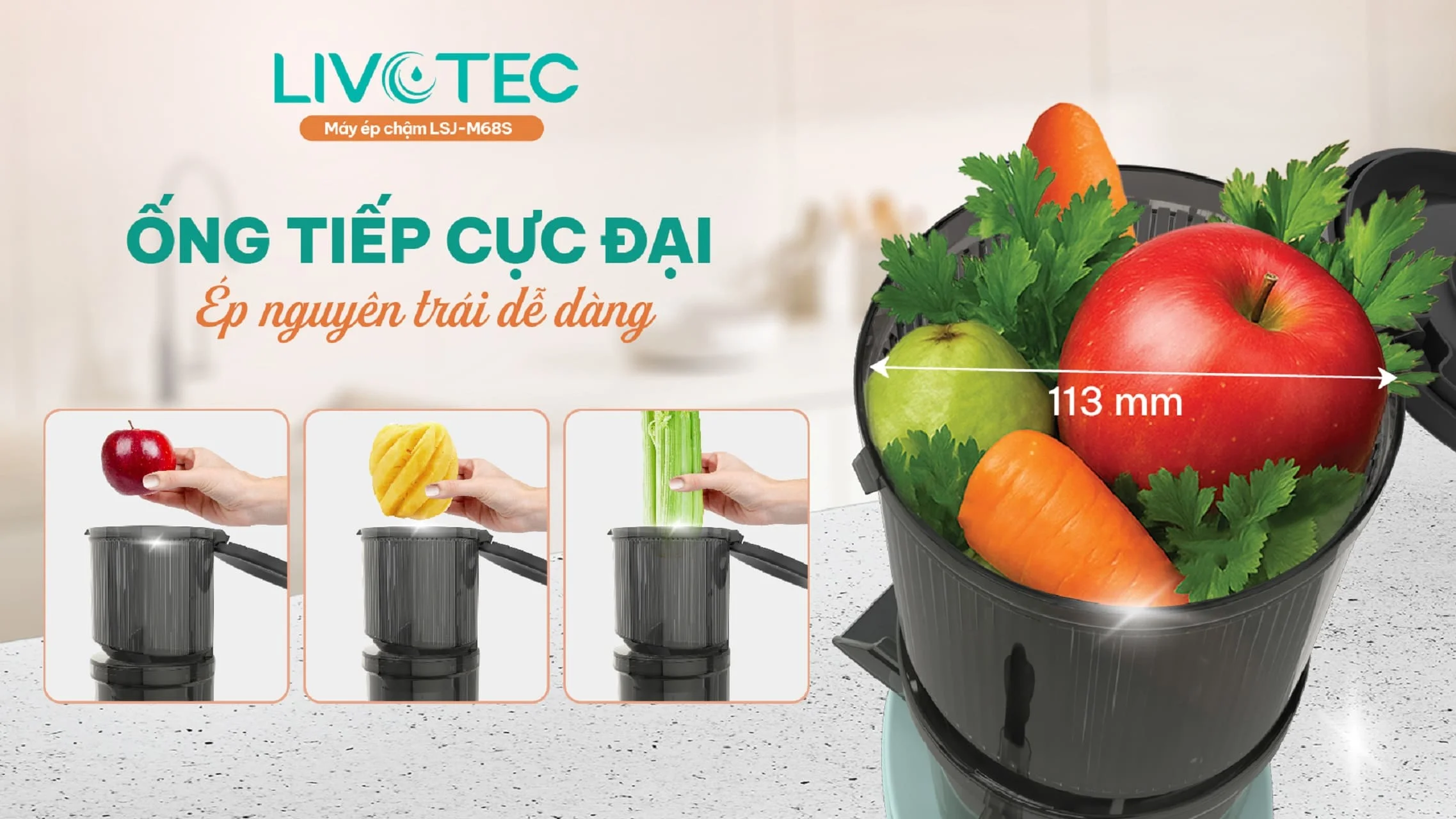 Ống tiếp nguyên liệu rộng 113mm