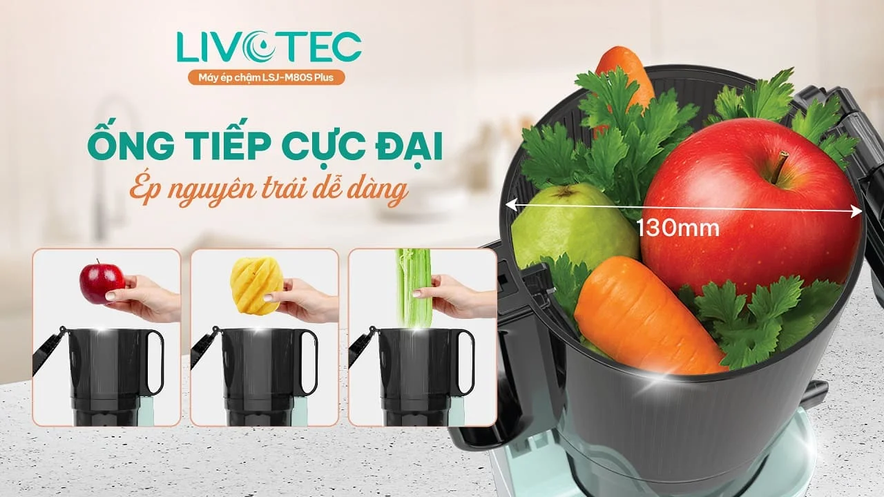 Ống tiếp cực đại 130mm – Ép nguyên trái dễ dàng