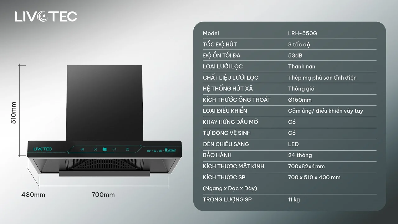 Ưu Điểm Nổi Bật Của M&aacute;y H&uacute;t M&ugrave;i Livotec LRH-550G