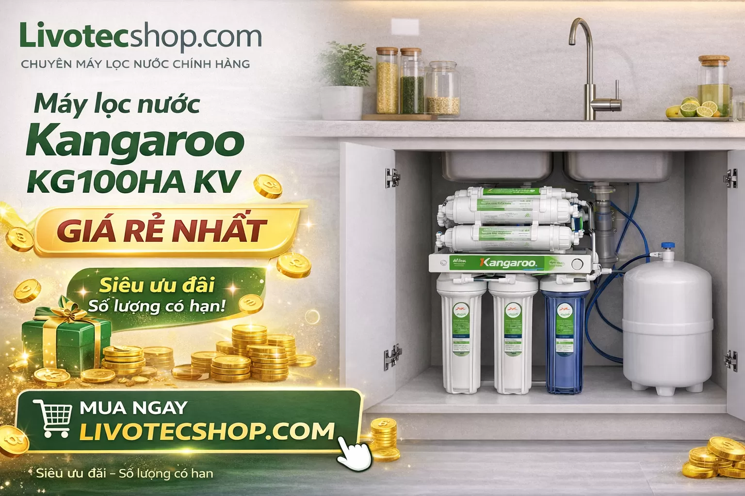 Gi&aacute; M&aacute;y lọc nước Kangaroo KG100HA KV