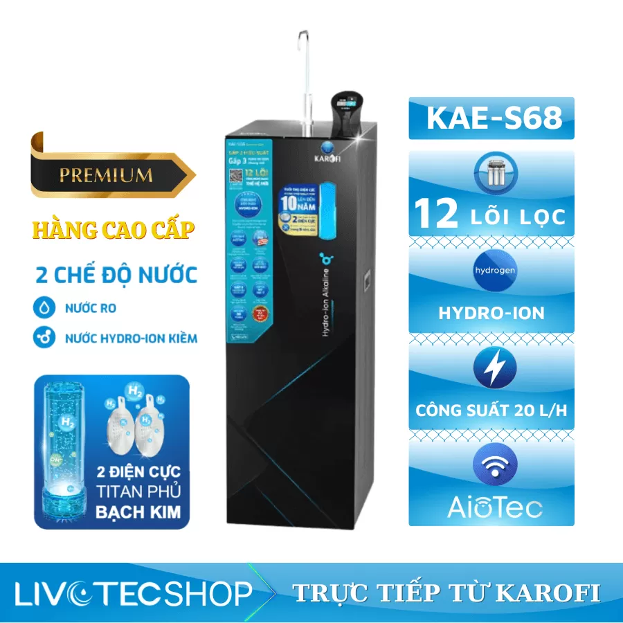 Máy lọc nước Hydro-ion kiềm Karofi KAE-S68