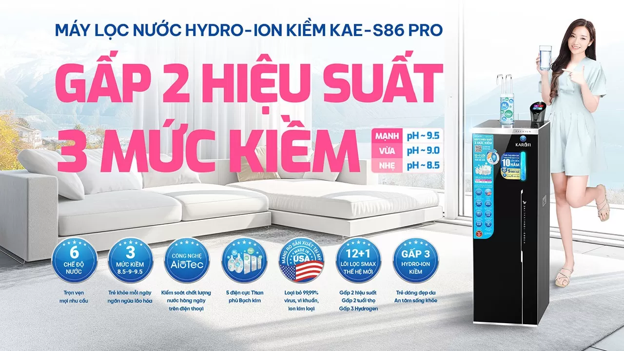 Máy lọc nước nóng lạnh Karofi KAE-S86 PRO