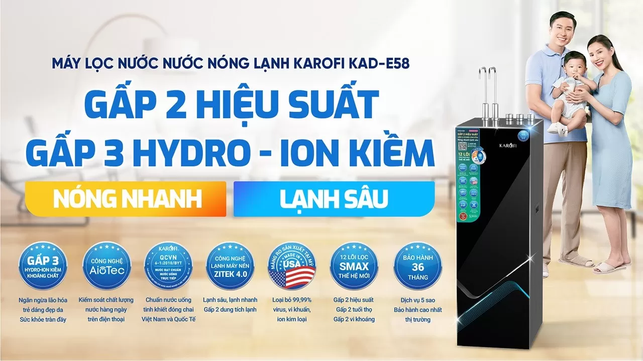 Máy lọc nước nóng lạnh Karofi KAD-E58
