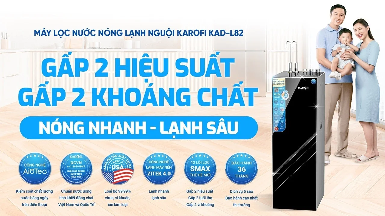 Máy lọc nước nóng lạnh Karofi KAD-L82