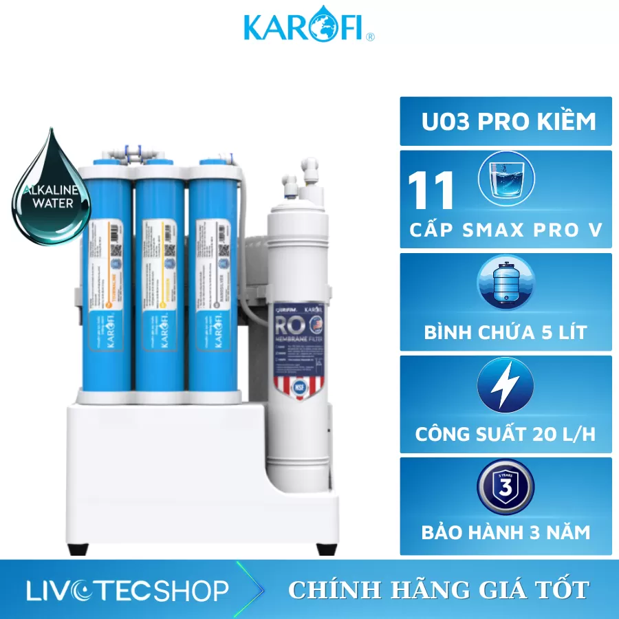Máy lọc nước RO Karofi KAQ-U03 Pro Hydrogen Akline