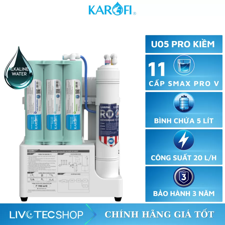 Máy lọc nước để gầm Karofi KAQ-U05 Pro Hydrogen Akline