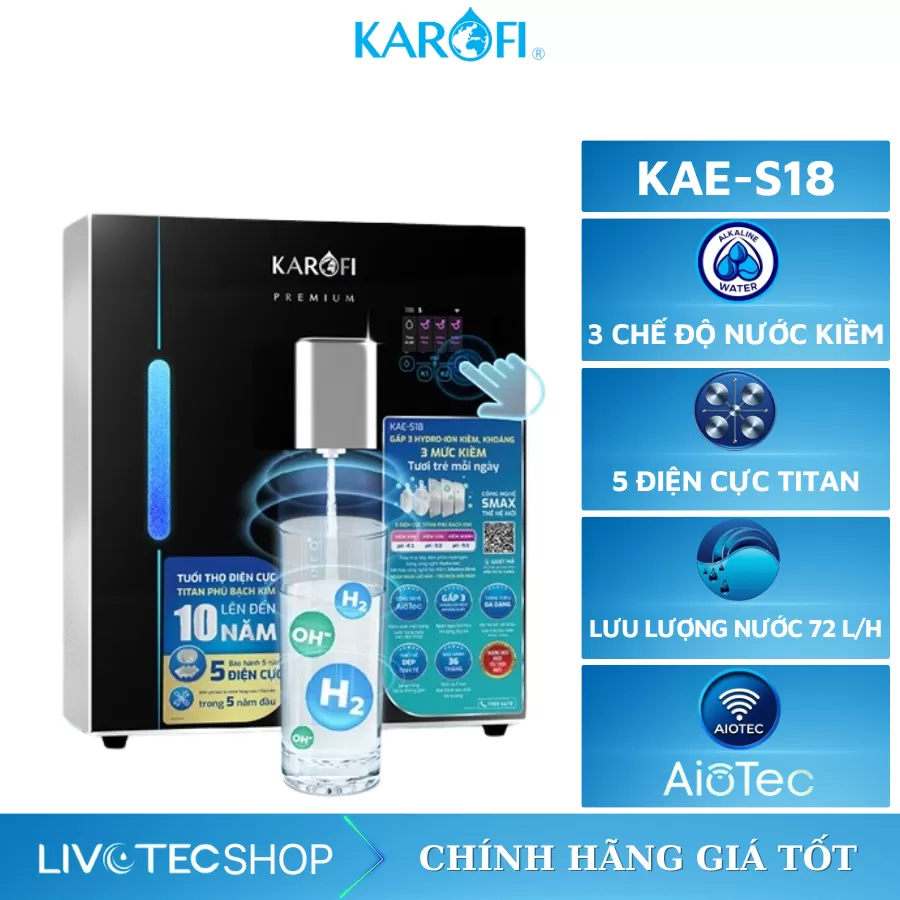 Máy chuyển đổi Hydro-ion kiềm Karofi KAE-S18