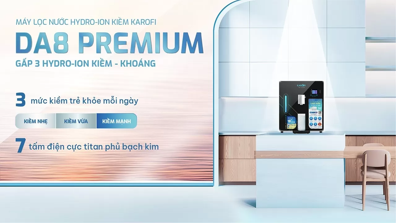 Máy lọc nước Hydro-ion kiềm Karofi DA8 PREMIUM