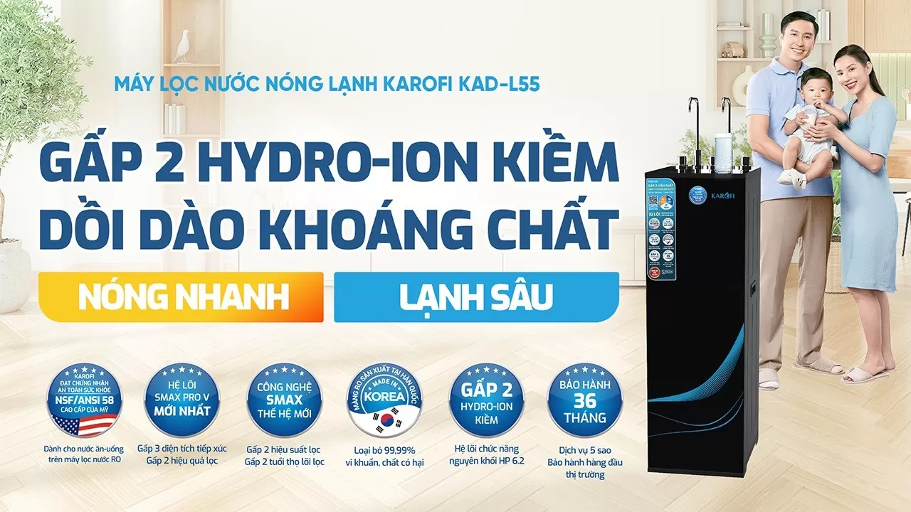 Máy lọc nước nóng lạnh Karofi KAD-L55
