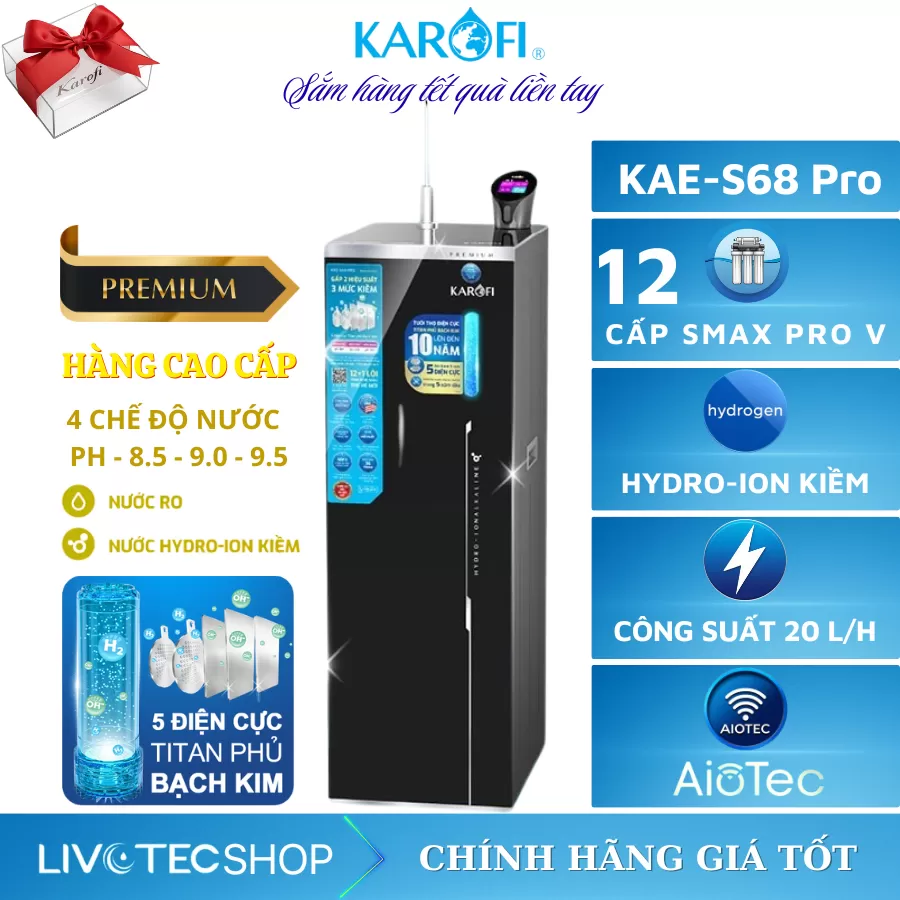 Máy lọc nước Hydro-ion kiềm Karofi KAE-S68 PRO