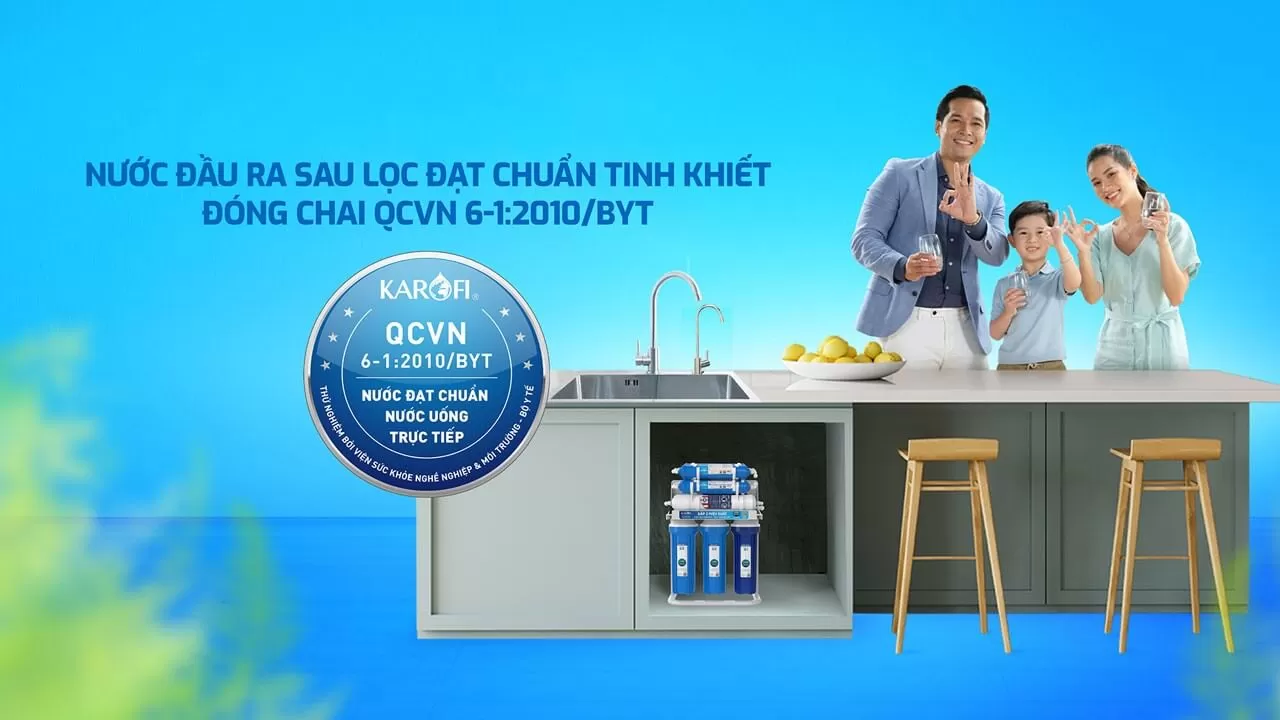Nước lọc từ máy Karofi KHY-TN100 đạt chuẩn QCVN 6-1:2010 BYT