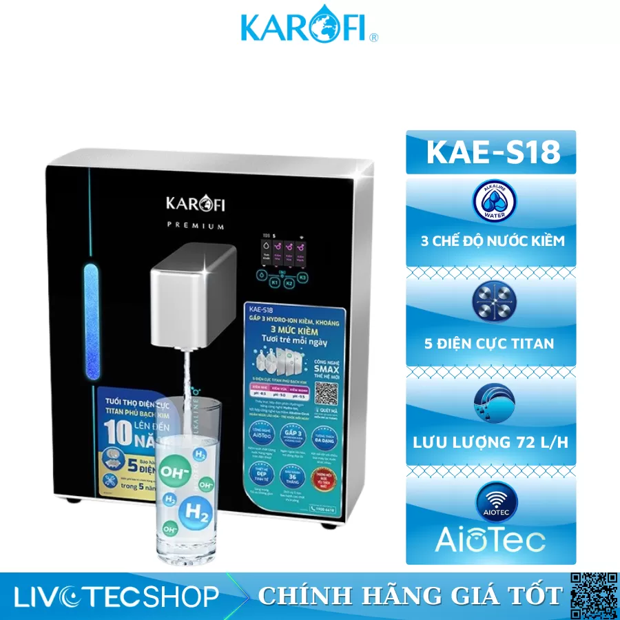 Máy chuyển đổi Hydro-ion kiềm Karofi KAE-S18