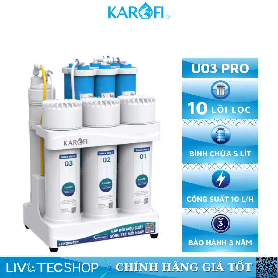 Máy lọc nước RO Karofi KAQ-U03 Pro