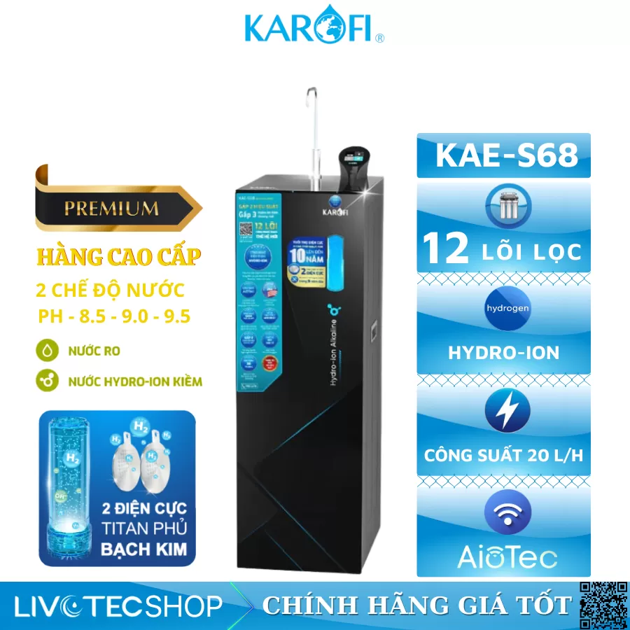 Máy lọc nước Hydro-ion kiềm Karofi KAE-S68