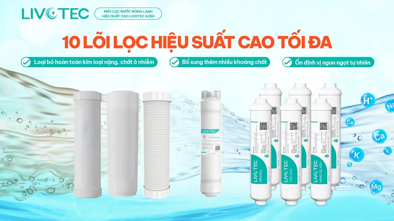 Hệ thống 10 l&otilde;i lọc gi&uacute;p nước sạch hơn