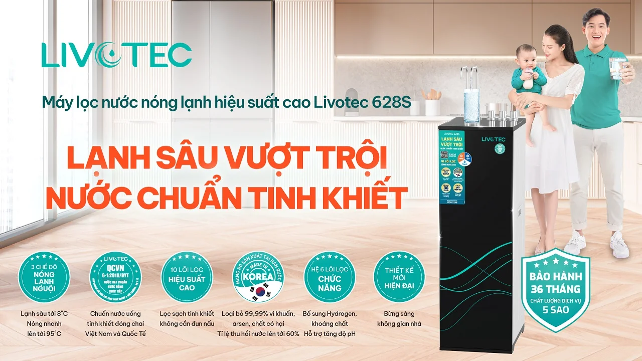 M&aacute;y lọc nước n&oacute;ng lạnh Livotec 628S
