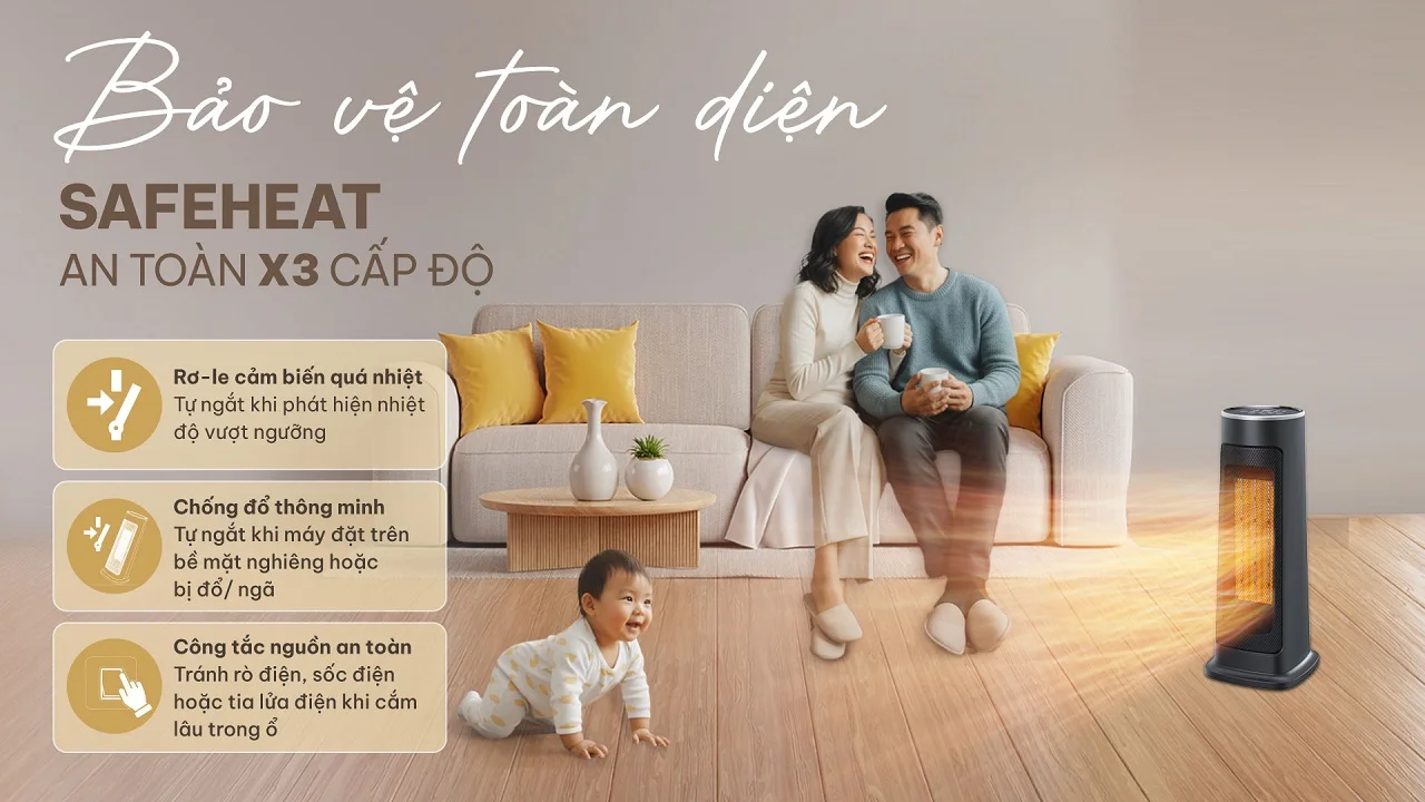 M&aacute;y sưởi gốm Livotec LCH-1597D An to&agrave;n 3 lớp &ndash; Y&ecirc;n t&acirc;m khi sử dụng