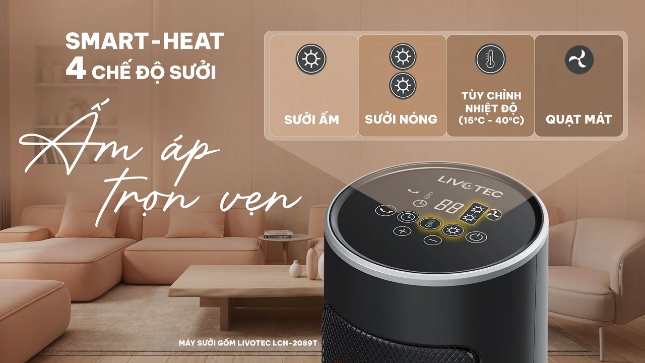 M&aacute;y sưởi gốm Livotec LCH-1597D 4 chế độ hoạt động 