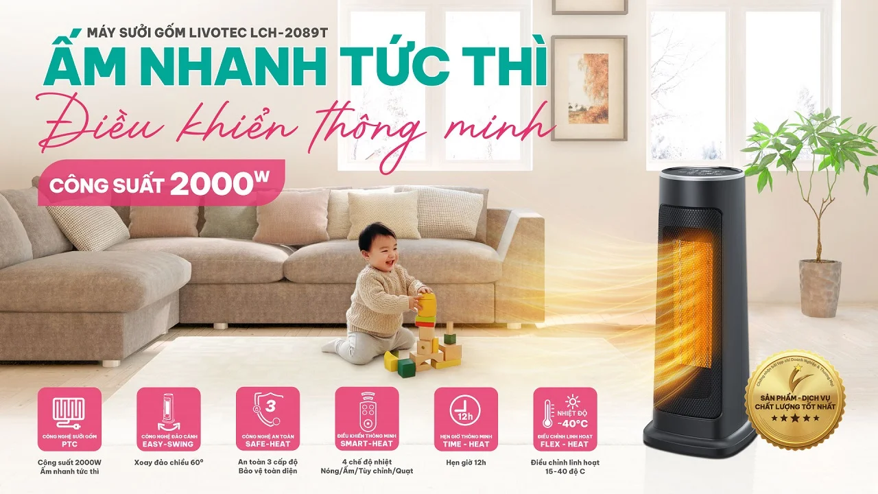 M&aacute;y sưởi gốm Livotec 2089T Gi&aacute; rẻ nhất 2026