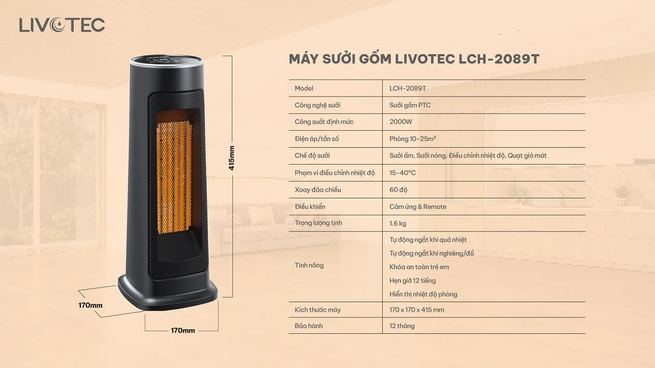 Th&ocirc;ng số kỹ thuật cơ bản Livotec LCH-2089T
