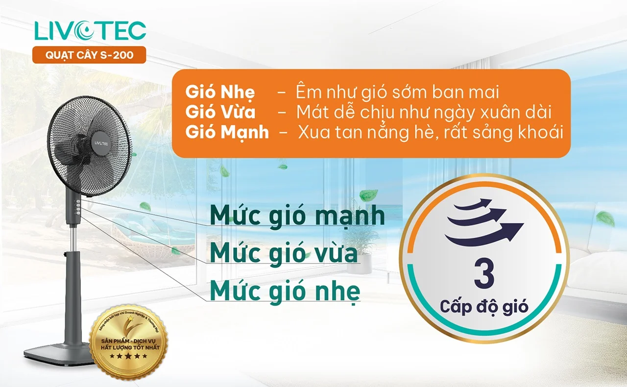 3 cấp độ gió –  Mát mẻ mỗi ngày