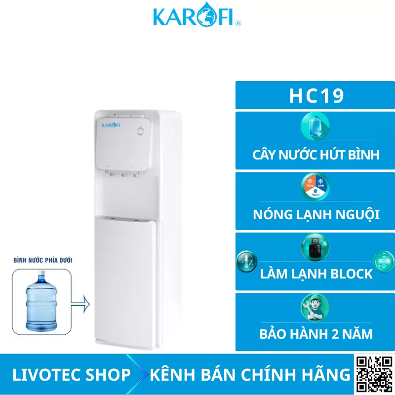 Cây nước nóng lạnh hút bình Karofi HC19