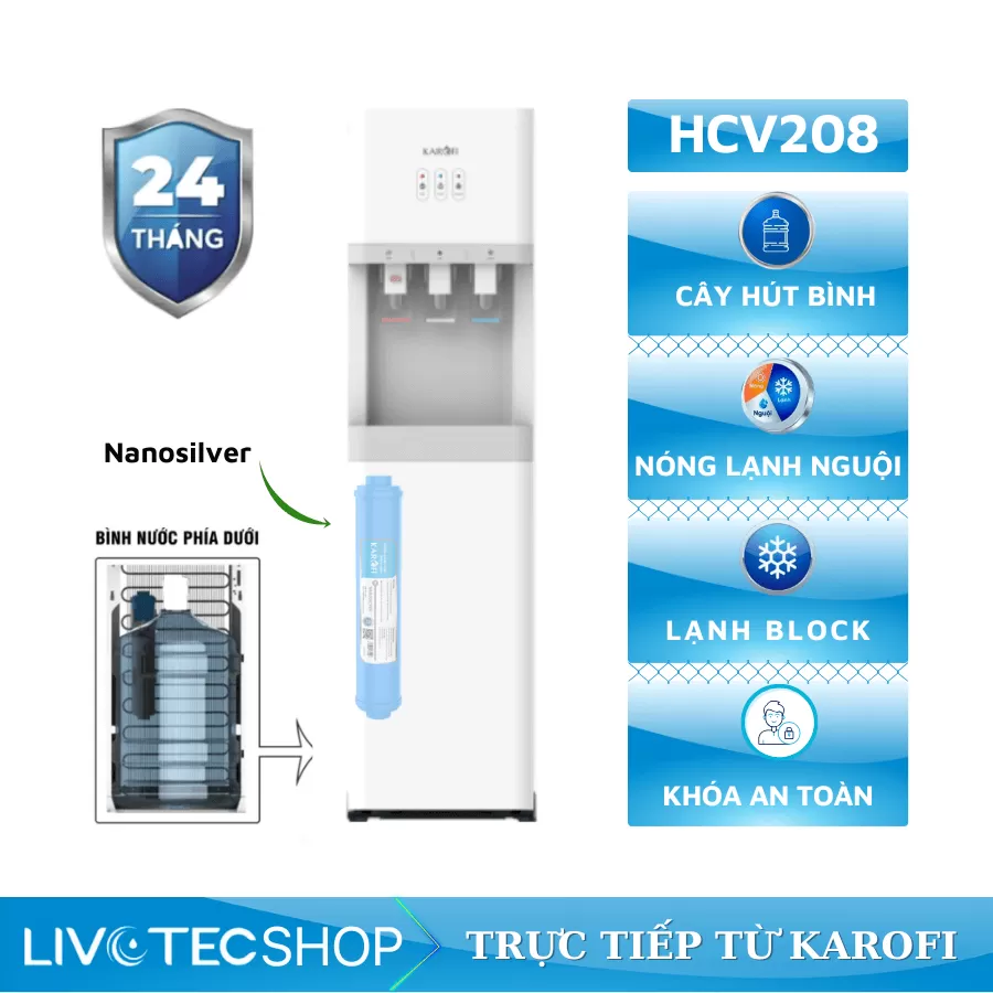 Cây nước nóng lạnh nguội Karofi HCV208