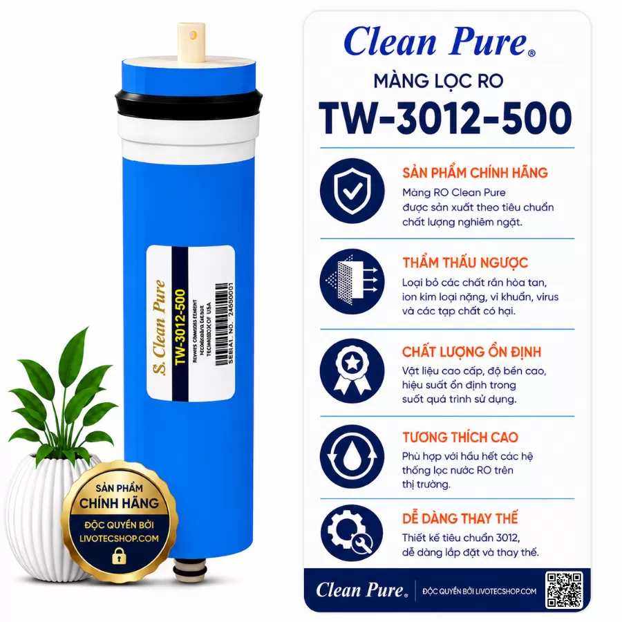 Màng RO Clean Pure TW-3012-500