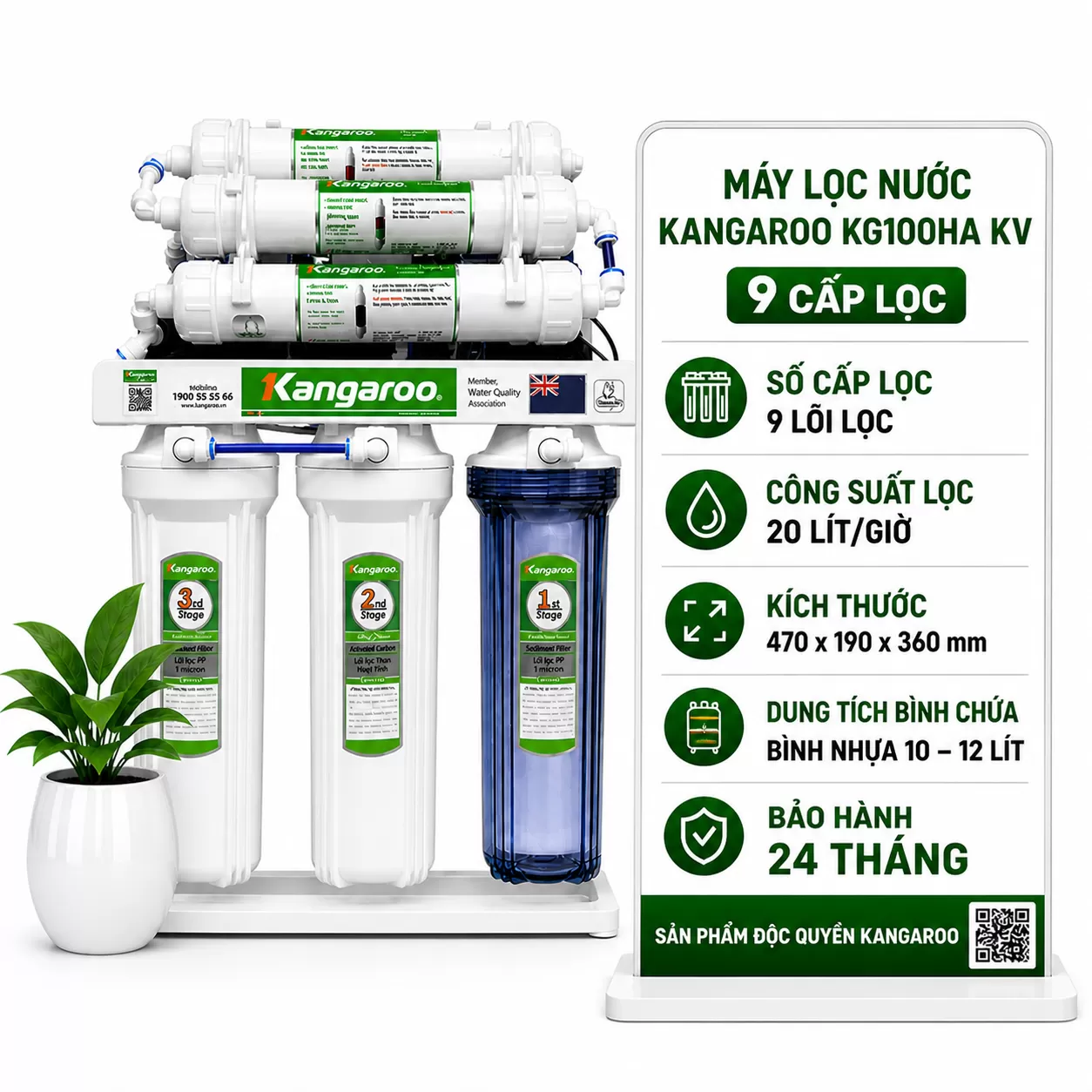 Máy lọc nước Kangaroo KG100HA Không Vỏ
