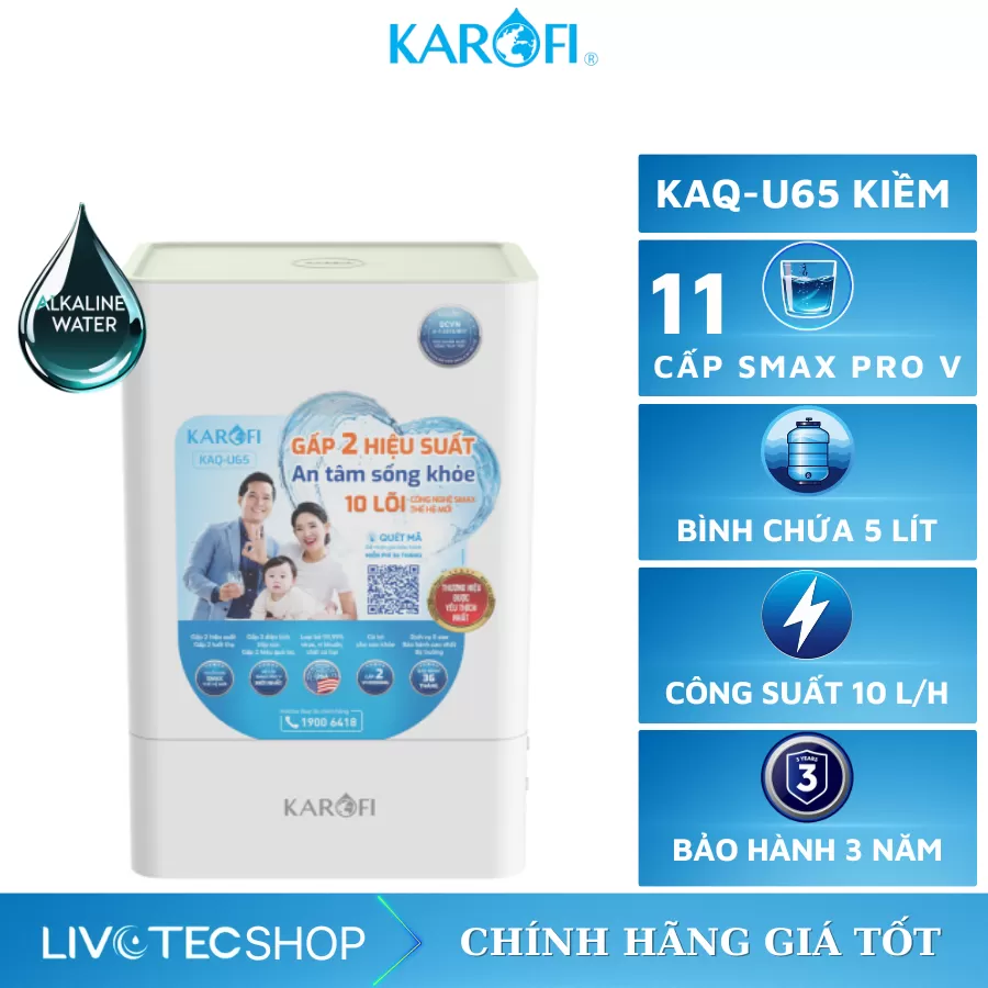 Máy lọc nước RO Karofi KAQ-U65 Hydrogen Akline