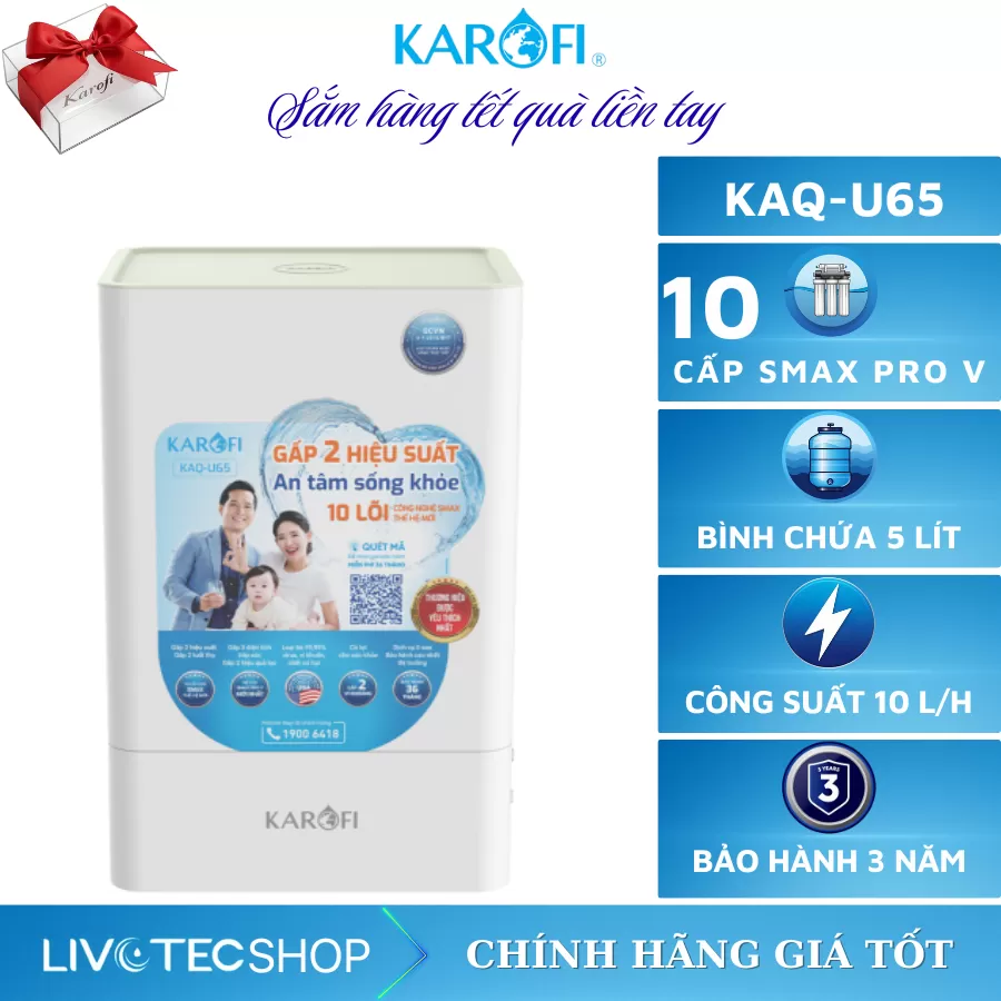 Máy lọc nước RO Karofi KAQ-U65