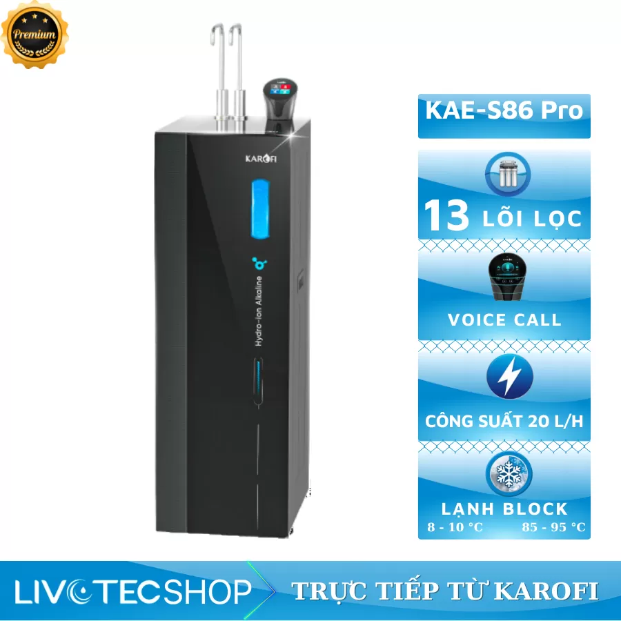 Máy lọc nước nóng lạnh Hydro-ion kiềm Karofi KAE-S86 PRO
