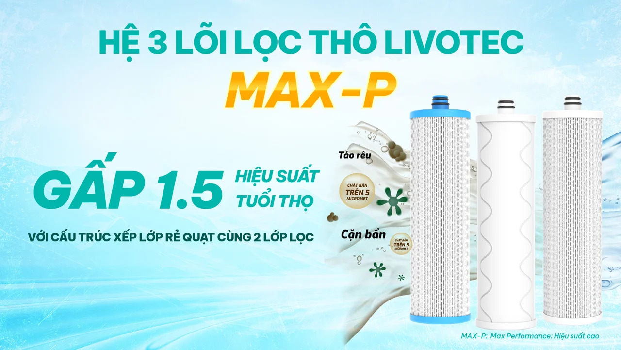 Máy lọc nước Livotec hiệu suất cao với công nghệ Max - P